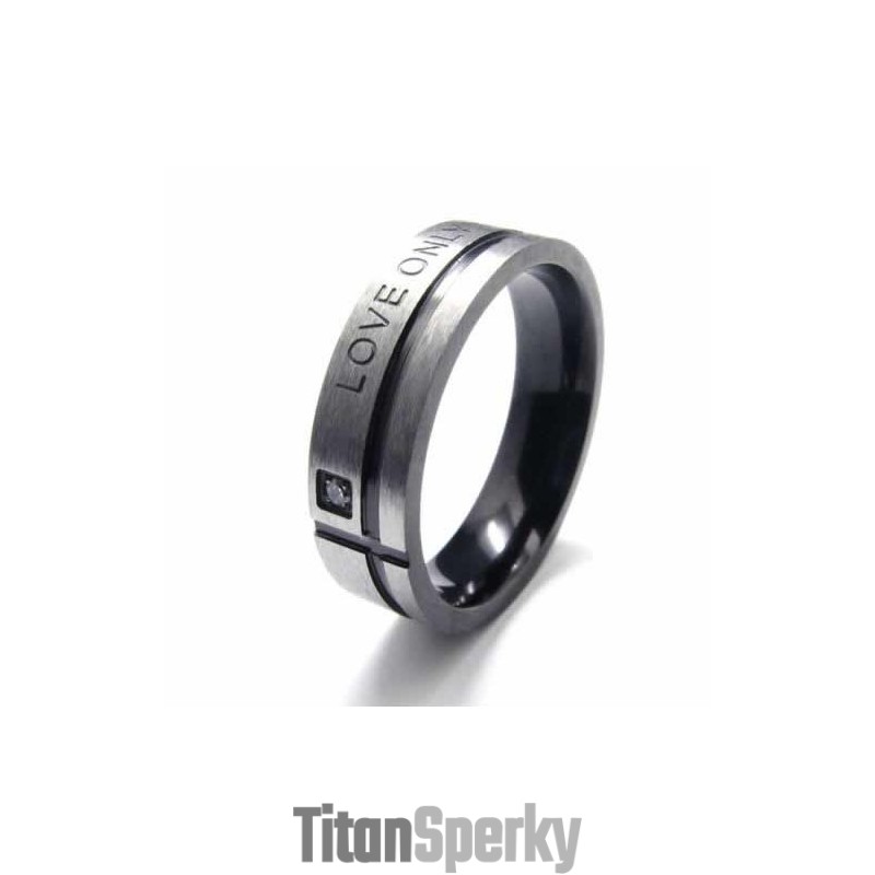 Pánský Prsten Love Only You Z Černého Titanu, 6 Mm Pánský Prsten Love Only You Z Černého Titanu, 6 Mm