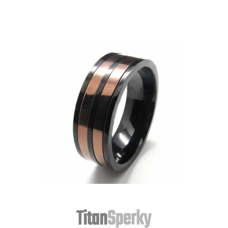 8Mm Titanový Prsten S Intarzií A Dvěma Kruhy