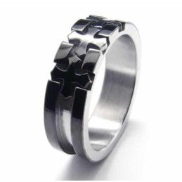 Černý Titanový Prsten S Intarzií 6 Mm