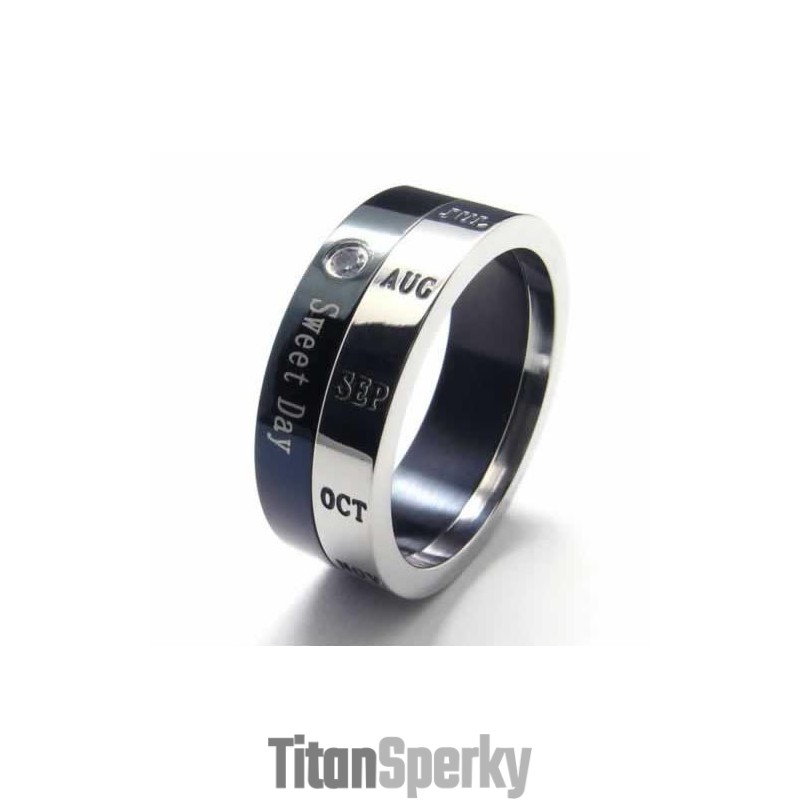 Prsten Sweet Day 8 Mm S Diamanty A Titanovou Intarzií Prsten Sweet Day 8 Mm S Diamanty A Titanovou Intarzií
