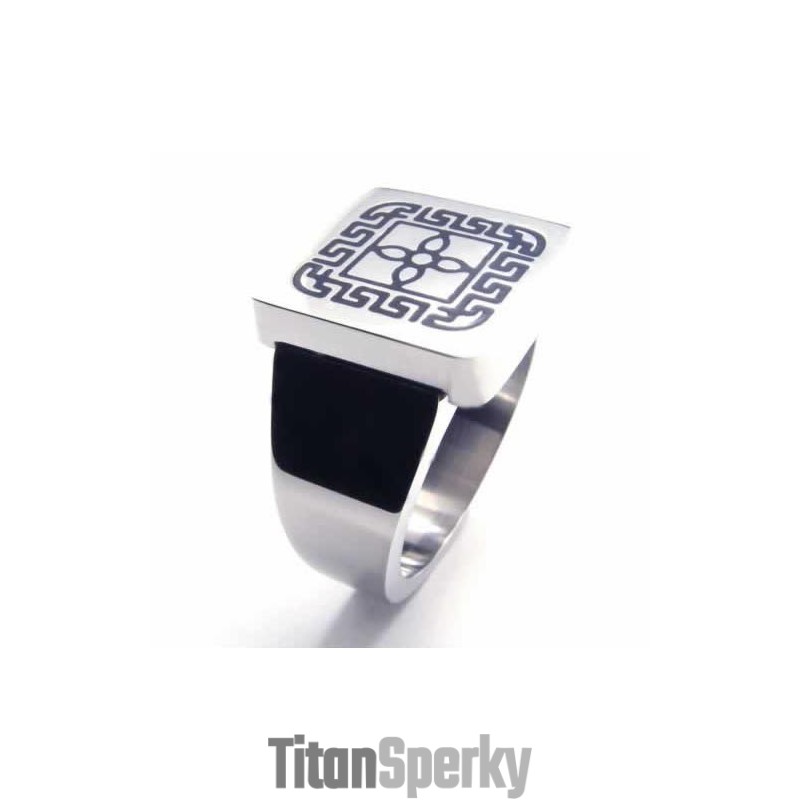 17Mm Titanový Kroužek S Řeckým Klíčem 17Mm Titanový Kroužek S Řeckým Klíčem