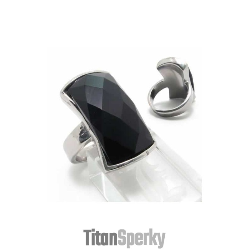 Prsten S Intarzií Z Černého Achátu 13 Mm V Titanu Prsten S Intarzií Z Černého Achátu 13 Mm V Titanu
