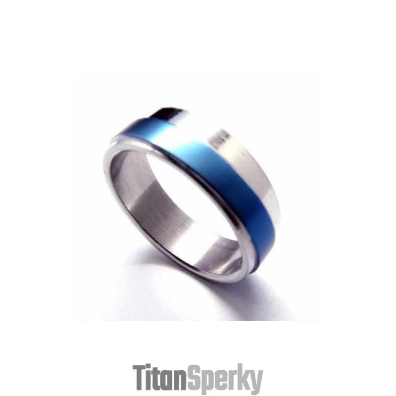 Pánský Prsten Z Modrého Titanu 6 Mm Pánský Prsten Z Modrého Titanu 6 Mm