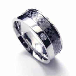 Prsten S Diamanty A Intarzií Z Titanu, 8 Mm