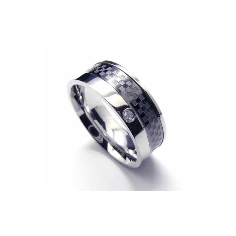Prsten S Diamanty A Intarzií Z Titanu, 8 Mm Prsten S Diamanty A Intarzií Z Titanu, 8 Mm