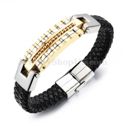 Elegantní Pánský Titanový Kožený Náramek C993