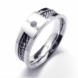 Prsten S Diamanty A Intarzií Z Titanu 6 Mm