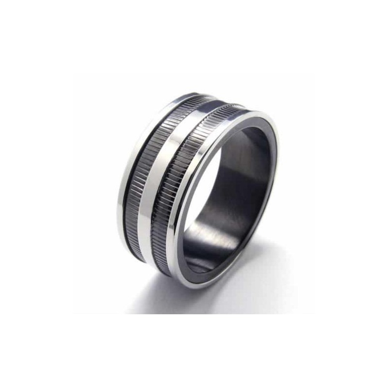 Černý Titanový Prsten Se Dvěma Drážkami 8 Mm Černý Titanový Prsten Se Dvěma Drážkami 8 Mm