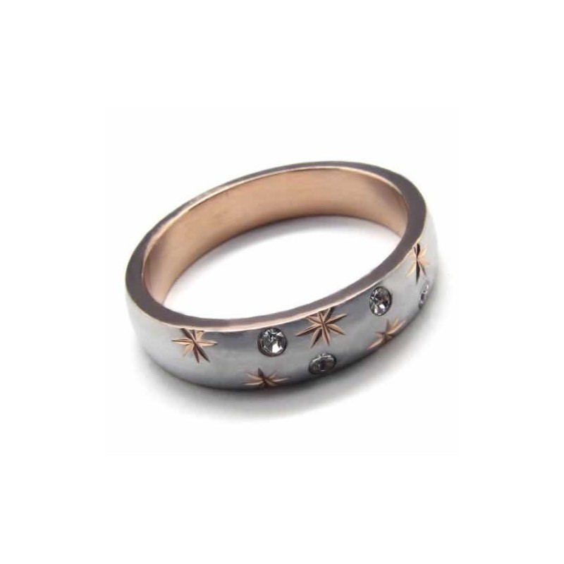 Prsten S Diamanty, Titan A Zlatá Intarzie, 4 Mm Prsten S Diamanty, Titan A Zlatá Intarzie, 4 Mm