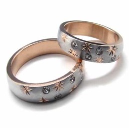 Prsten S Diamanty, Titan A Zlatá Intarzie, 4 Mm