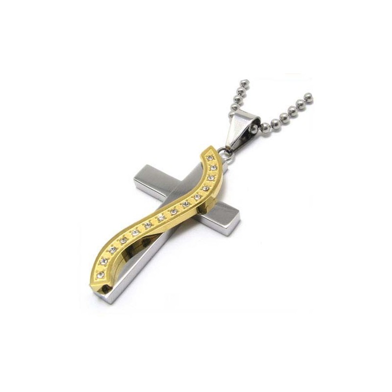 Módní Titanový Přívěsek S Diamantovým Křížem Ve Stylu S