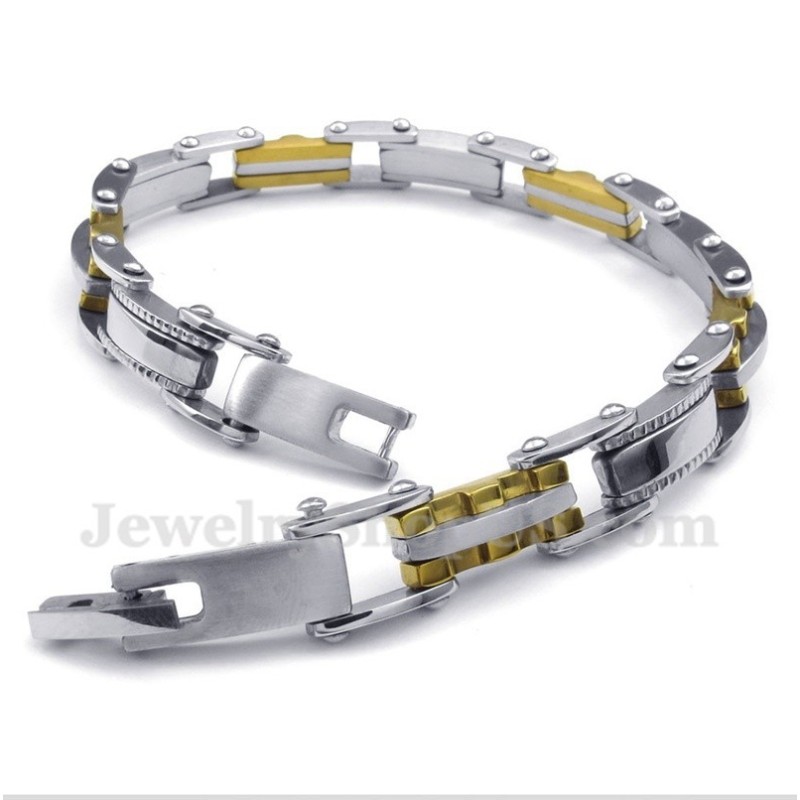 Pánský Titanově-ve žluté barvě Náramek S Vroubkovaným Vzorem
