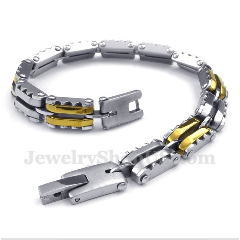 Pánský Titanově-ve žluté barvě Náramek S Vroubkovaným Vzorem