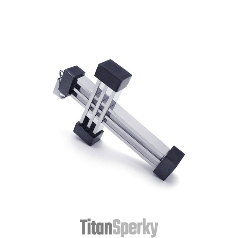 Titanový Přívěsek S Novým Pleteným Křížem (Černý) Titanový Přívěsek S Novým Pleteným Křížem (Černý)