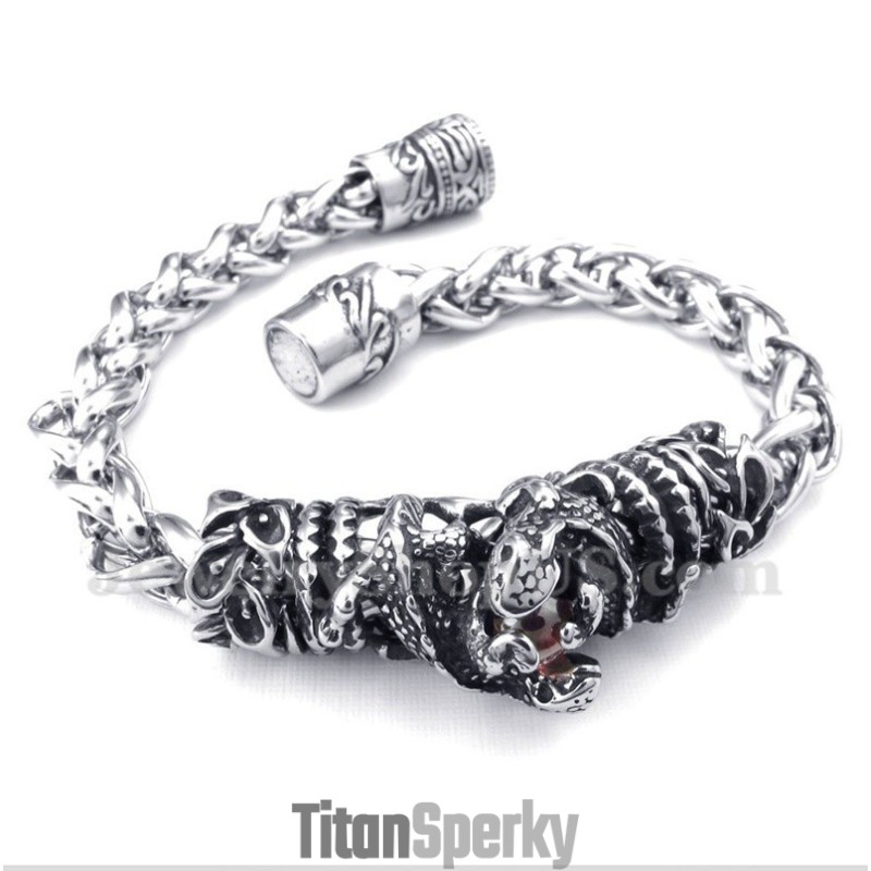 Pánský Náramek Z Titanu S Červeným Diamantem Pánský Náramek Z Titanu S Červeným Diamantem