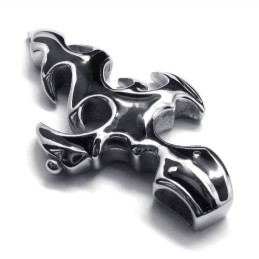 Módní Titanový Přívěsek S Křížem A Mečem S Plamenem