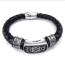 Pánský Titanový Kožený Náramek