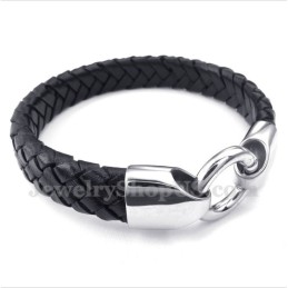 Pánský Titanový Černý Kožený Náramek