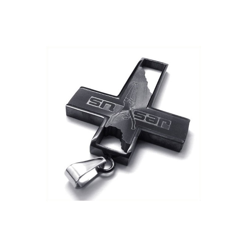 Titanový Přívěsek Ježíšův Kříž (Černý)