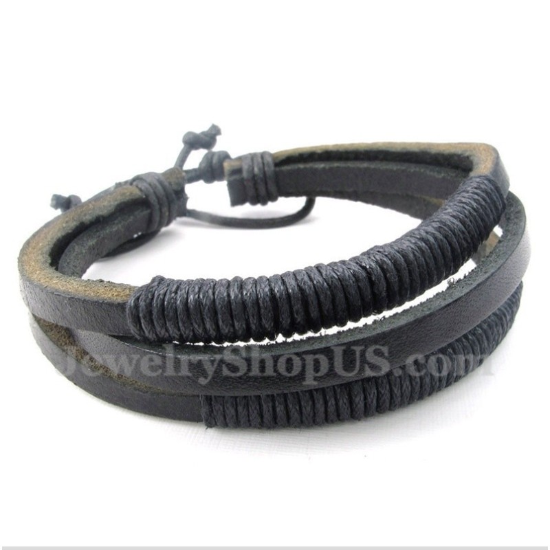 Pánský Kožený Titanový Náramek