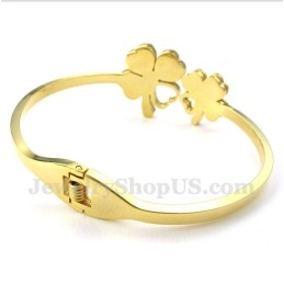 Pánský Titanově-Zlatý Náramek S Jetelem