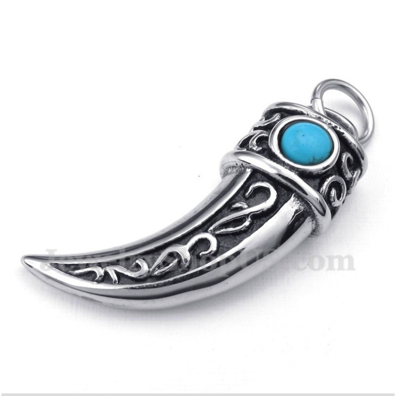 Pánský Přívěsek Z Titanu S Litým Rohem, Zeleným Zirkonem A Řetízkem Zdarma