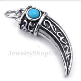 Pánský Přívěsek Z Titanu S Litým Rohem, Zeleným Zirkonem A Řetízkem Zdarma