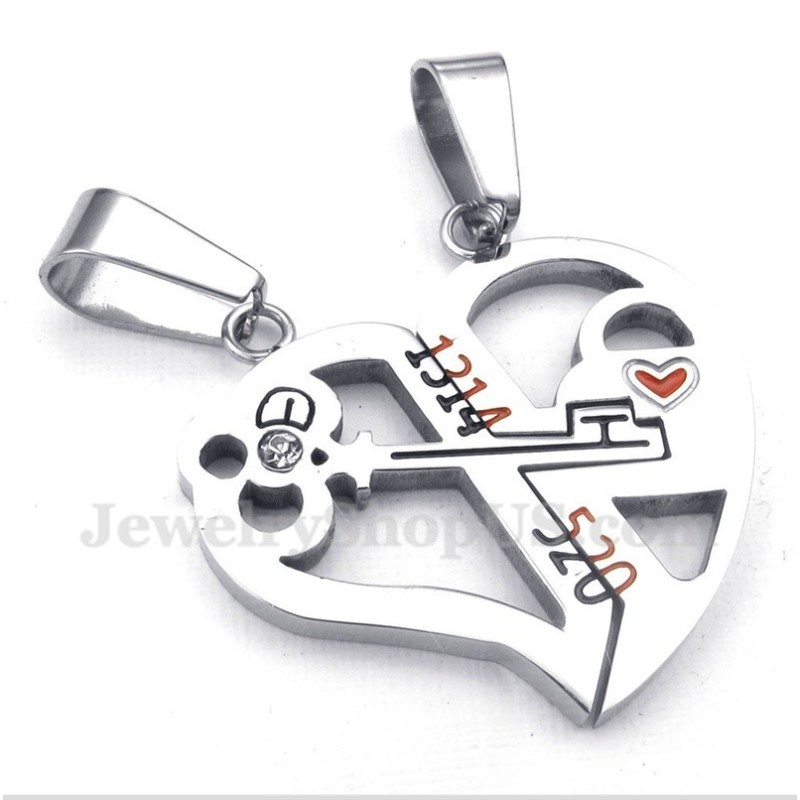 Titanový Přívěsek Ve Tvaru Srdce Se Zámkem Pro Pár S Řetízkem Zdarma (Jeden Pár)