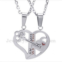 Titanový Přívěsek Ve Tvaru Srdce Se Zámkem Pro Pár S Řetízkem Zdarma (Jeden Pár)