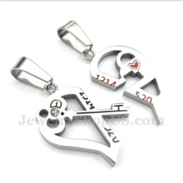 Titanový Přívěsek Ve Tvaru Srdce Se Zámkem Pro Pár S Řetízkem Zdarma (Jeden Pár)