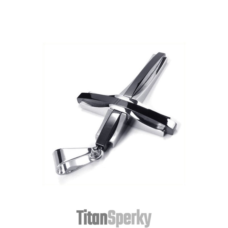 Módní Titanový Přívěsek S Křížkem (Černý)