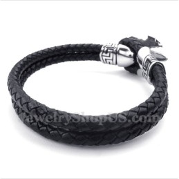 Pánský Titanový Kožený Náramek