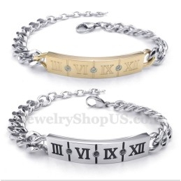 Titanový Náramek S Římskými Číslicemi A Diamanty Pro Páry (Jeden Pár)