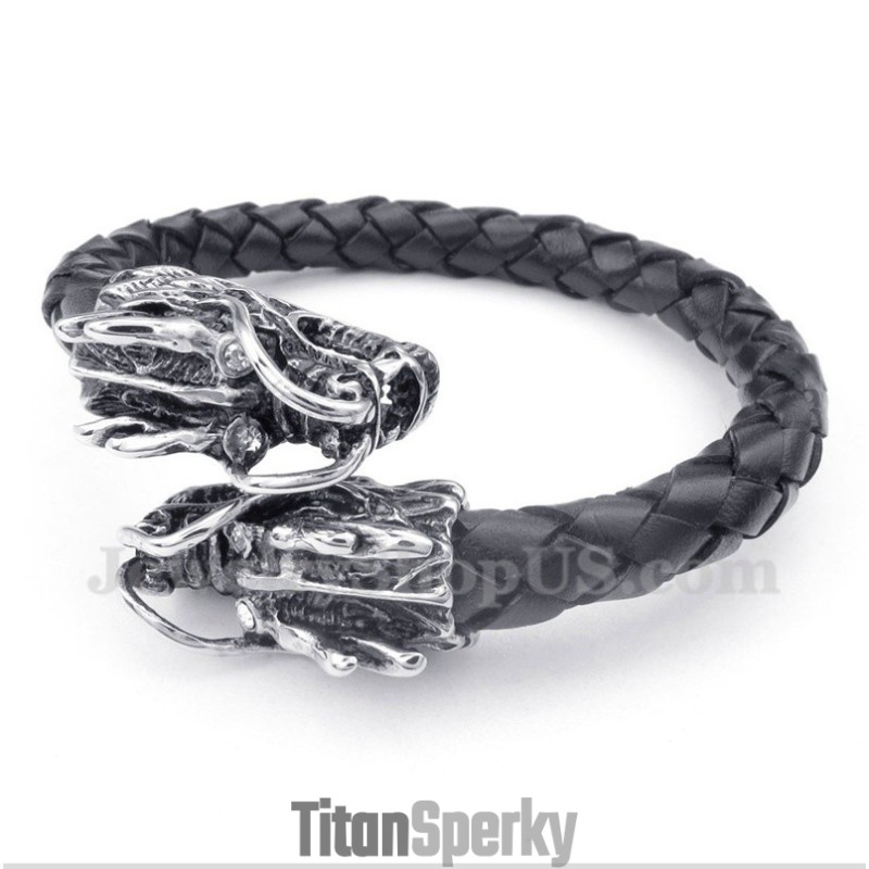 Pánský Kožený Náramek S Čínskou Dračí Hlavou