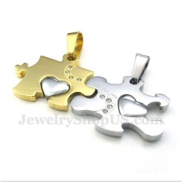 Titanově ve žluté barvě Přívěsek S Puzzle A Řetízkem Zdarma (Jeden Pár)
