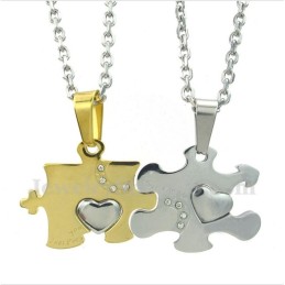 Titanově ve žluté barvě Přívěsek S Puzzle A Řetízkem Zdarma (Jeden Pár)