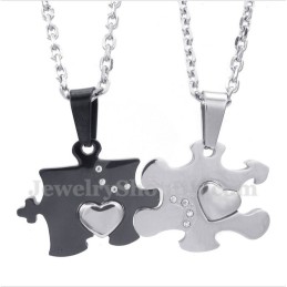 Titanově Černý Přívěsek S Puzzle A Řetízkem Zdarma (Jeden Pár)