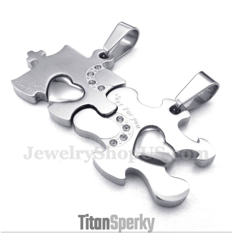 Titanový Přívěsek S Puzzle Pro Páry S Řetízkem Zdarma (Jeden Pár)