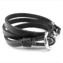 Pánský Titanový Kožený Náramek