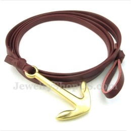 Pánský Kožený Titanový Náramek S Kotvou