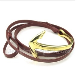 Pánský Kožený Titanový Náramek S Kotvou