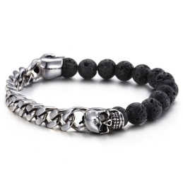 Lebka Buddha Korálky Vulkanický Kámen Korálky Titanový Náramek