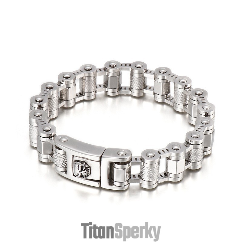 Pánský Titanový Náramek Cool Skull Cycling Chain