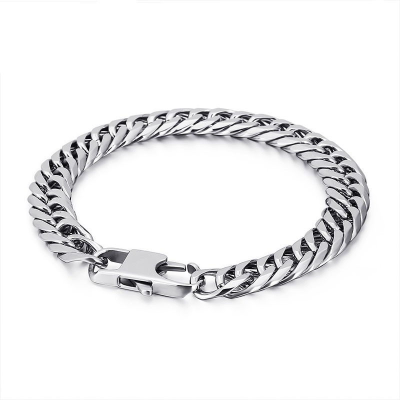 Tide Accessories Módní Titanový Pánský Náramek S Obratlovým Řetízkem A Čtvercovou Přezkou