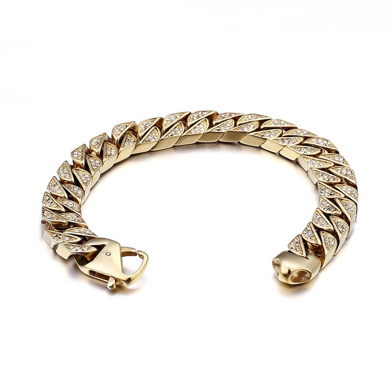 Hip Hop Cool Pánské Titanové Šperky Kompletní Sada Velký ve žluté barvě Řetízek