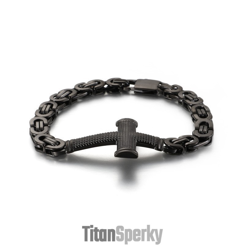 Oblíbený Pánský Titanový Náramek S Křížem Krážem A Řetízkem