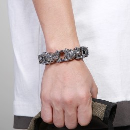 Pánský Titanový Náramek S Motivem Vlčí Hlavy, Motorkářské Náramky S Motivem Zvířecí Série Tide, Módní Rockové A Hip-Hopové Náram