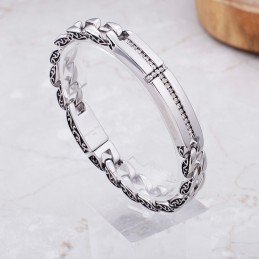Titanový Kříž S Diamanty Náramek Pro Muže Titanové Vintage Šperky