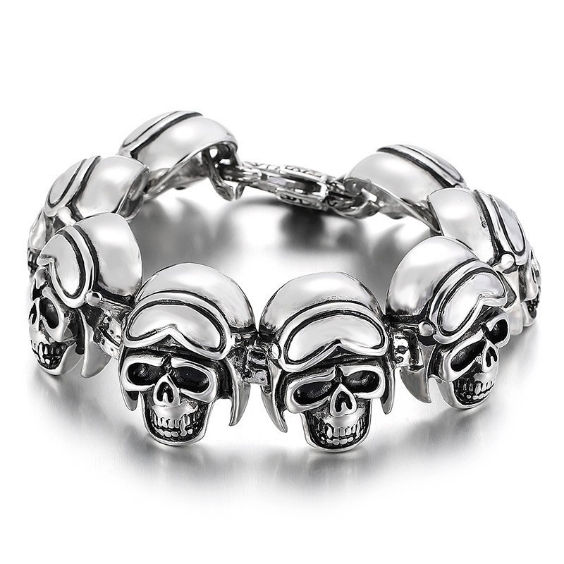 Pánský Titanový Náramek Vintage Cool Rock Skull Pánský Titanový Náramek Vintage Cool Rock Skull