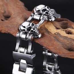 Pánský Motorkářský Náramek Elegantní Styl S Lebkou V Titanu